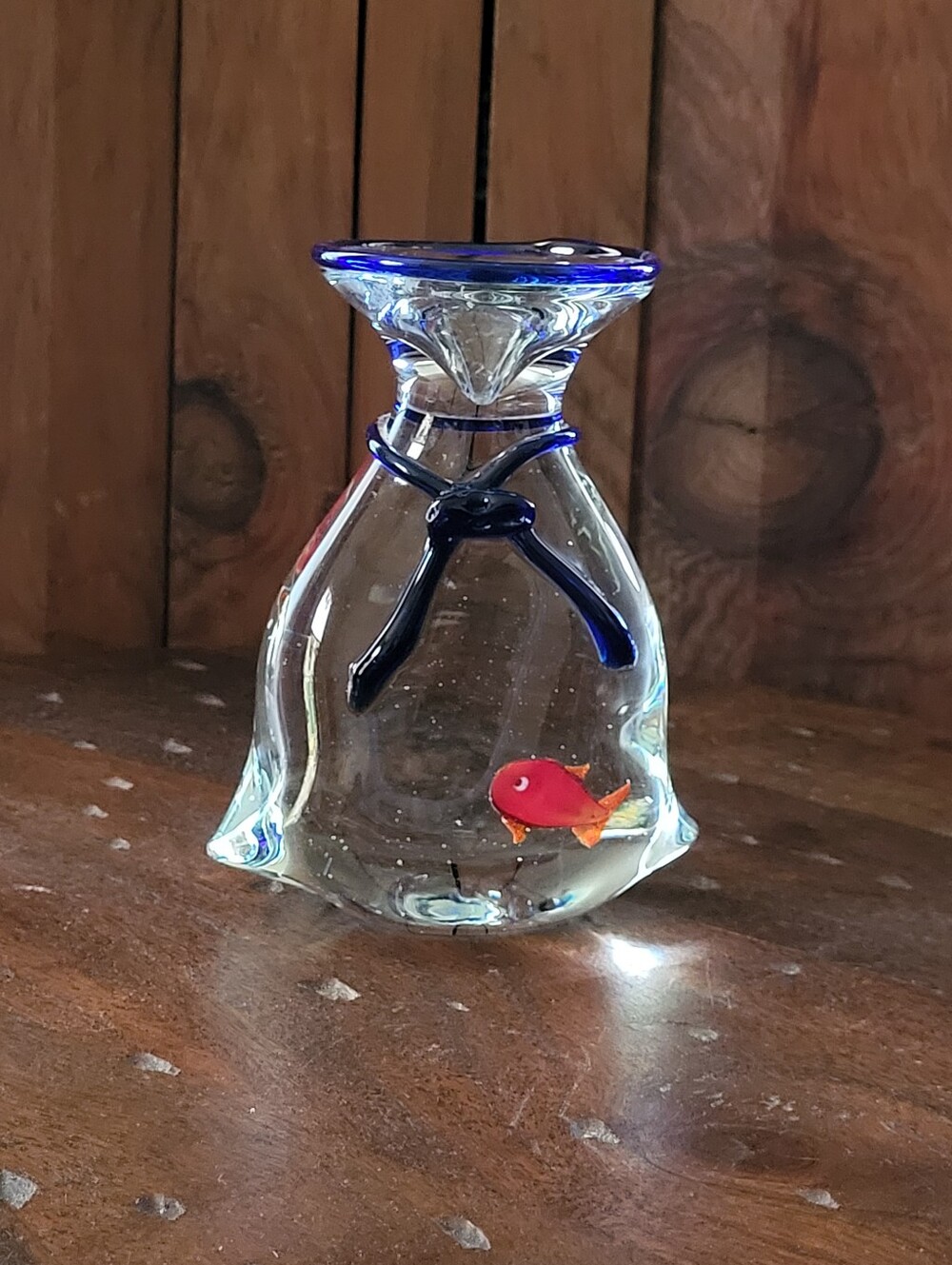 Hand-Blown Clear Glass Fish Aquarium